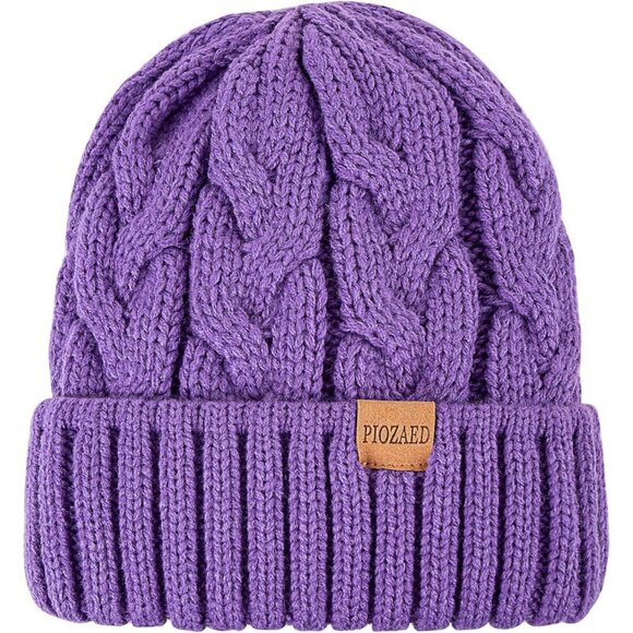Women\'s White Purple 2 Packs Stylish Winter Warm Knitted Beanie Skull Hat Cap main image 4